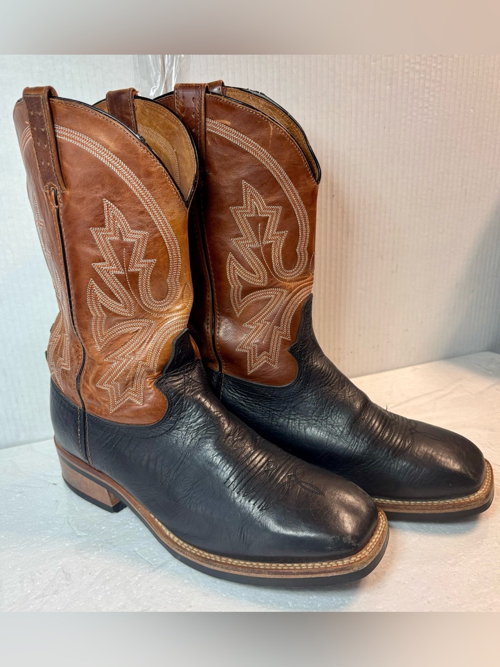 Road Wolf  Cowboy  Boots Two-Tone Black&Brown Western Boots Size 11 W